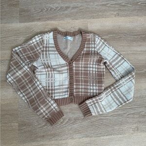 Plaid V-Neck Button-Up Cardigan